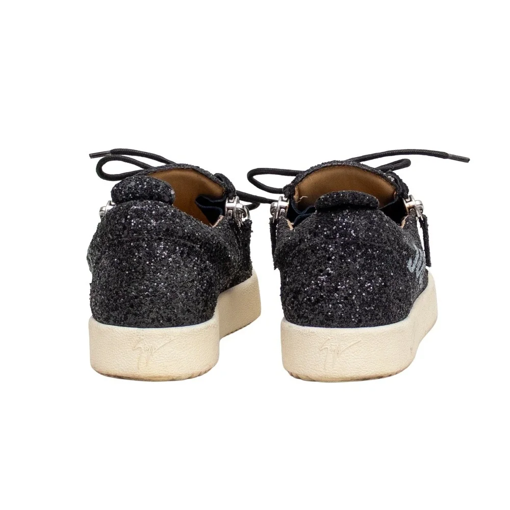 Giuseppe Zanotti Black Glitter Jour Nuit Side Zip Sneakers EU 37 US 7